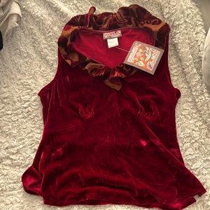 April Cornell red velvet top